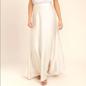 Picture Perfect Cream Satin Maxi Skirt